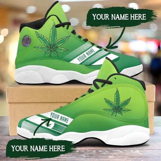 custom your name weed leaf all over printed air jordan 13 sneakers 2