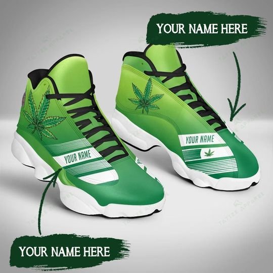 custom your name weed leaf all over printed air jordan 13 sneakers 5