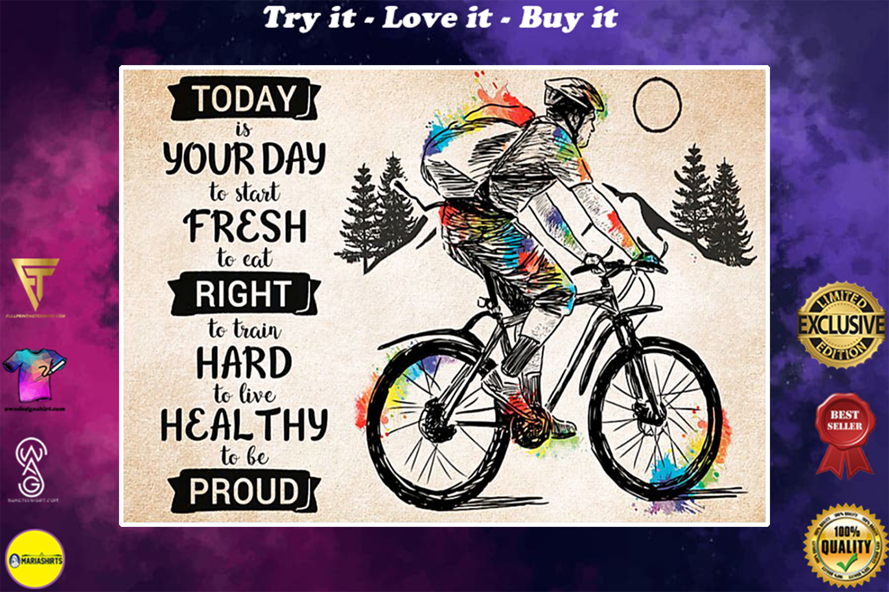 cycling today is your day to live heathy to be proud poster