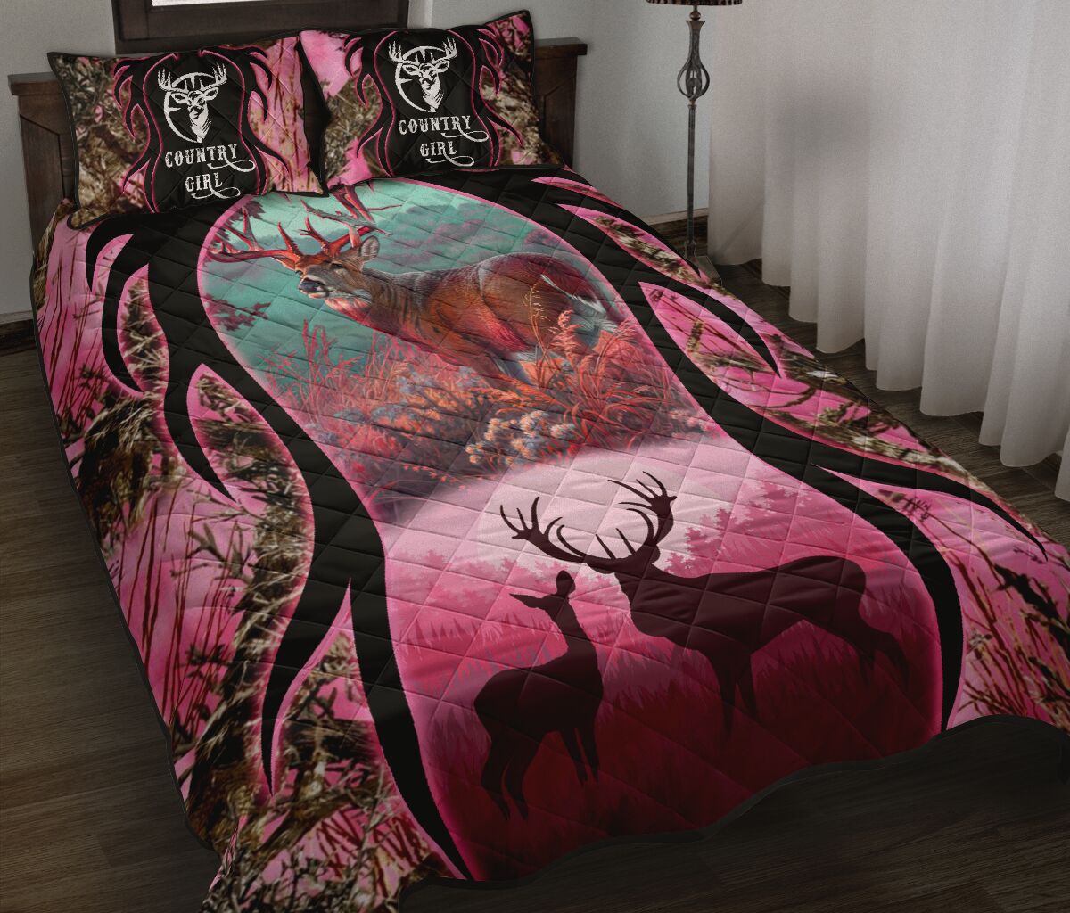 deer hunter love hunting country girl full printing bedding set 2