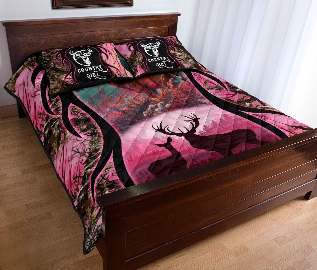 deer hunter love hunting country girl full printing bedding set 3