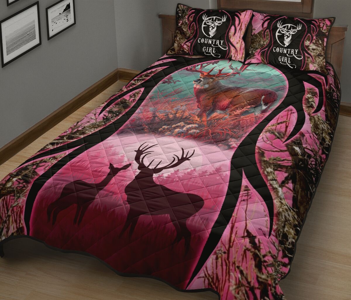 deer hunter love hunting country girl full printing bedding set 4