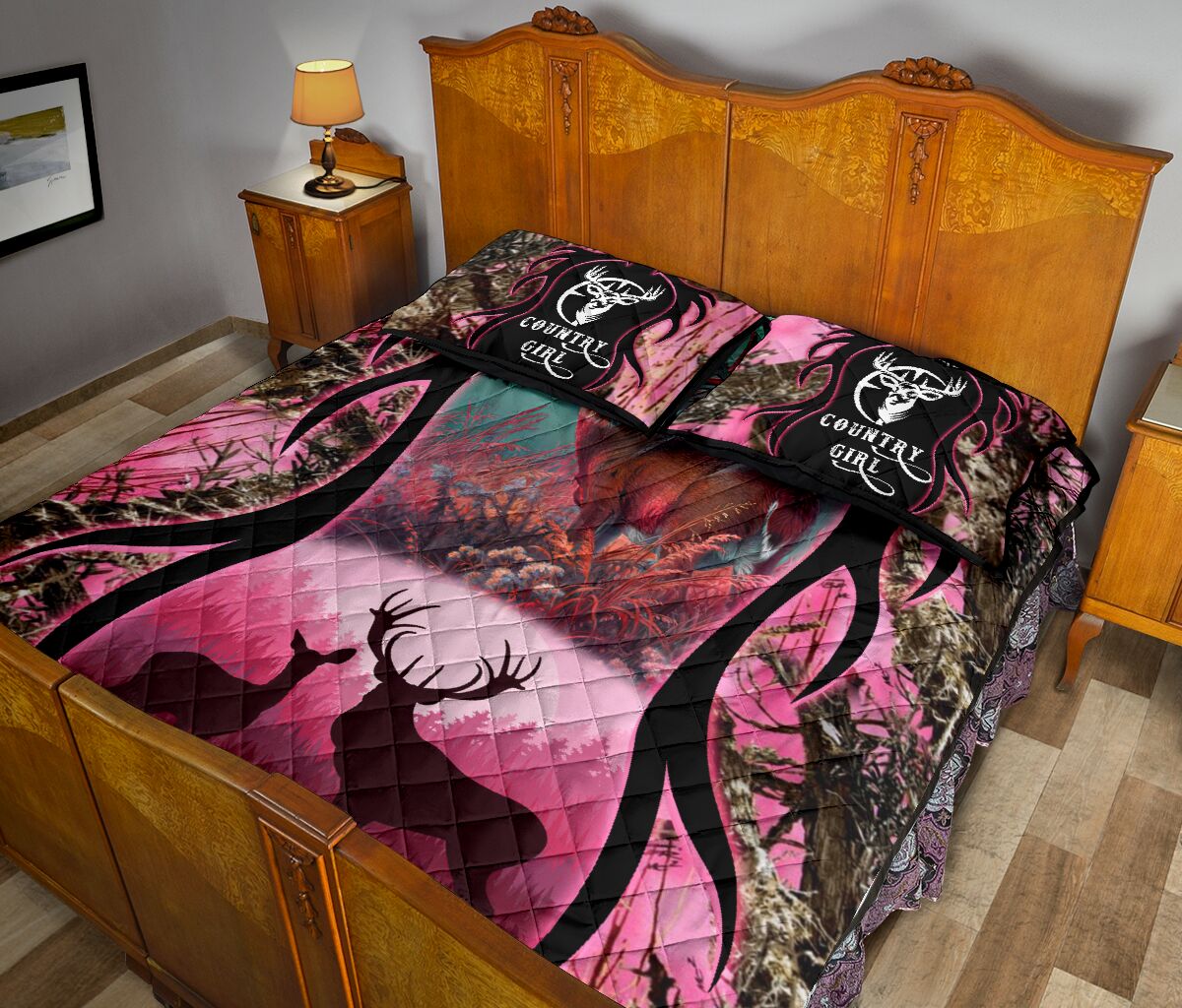 deer hunter love hunting country girl full printing bedding set 5