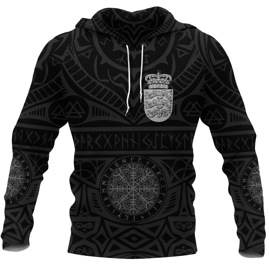 denmark vikings tattoo all over printed hoodie 1