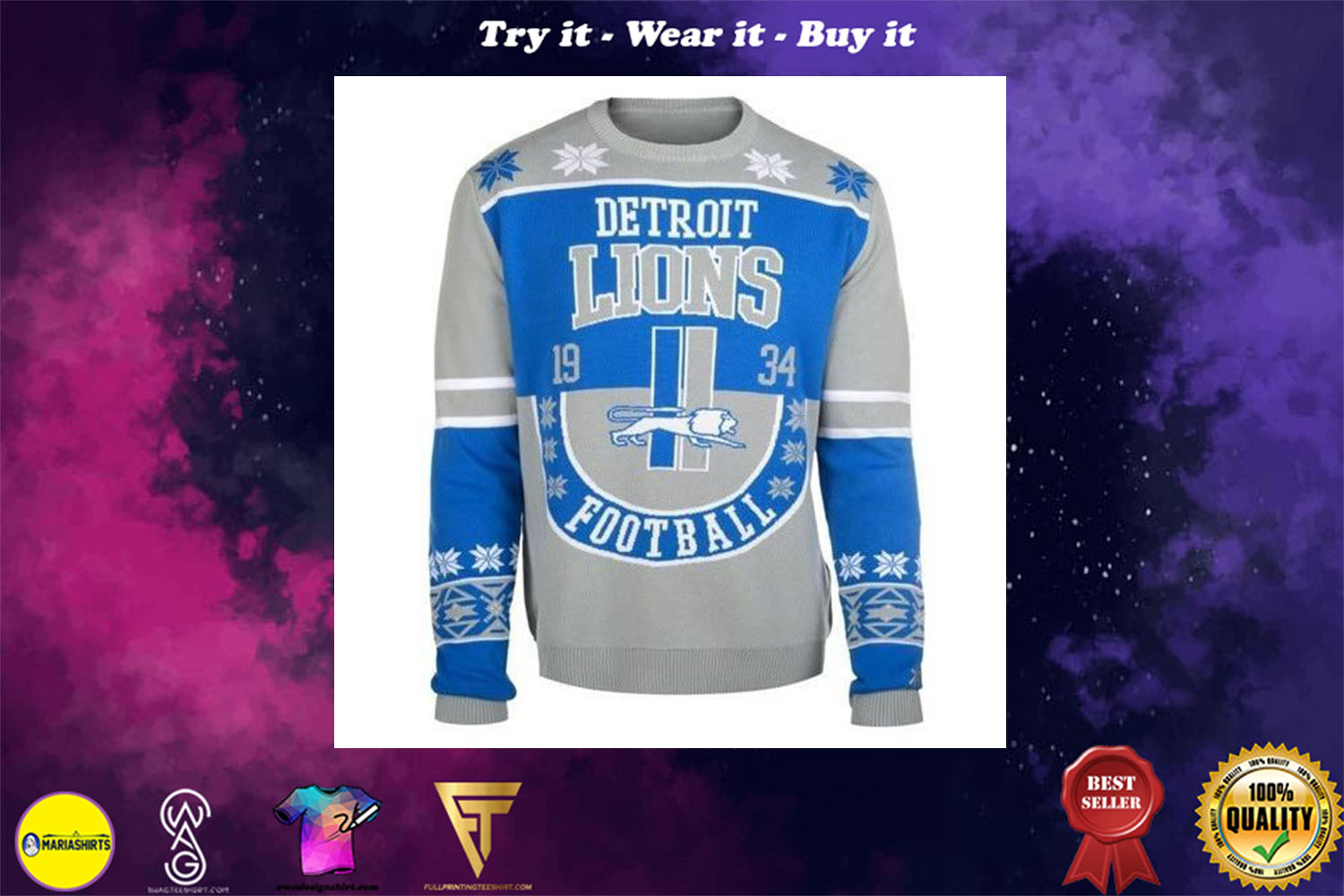 detroit lions football ugly christmas sweater