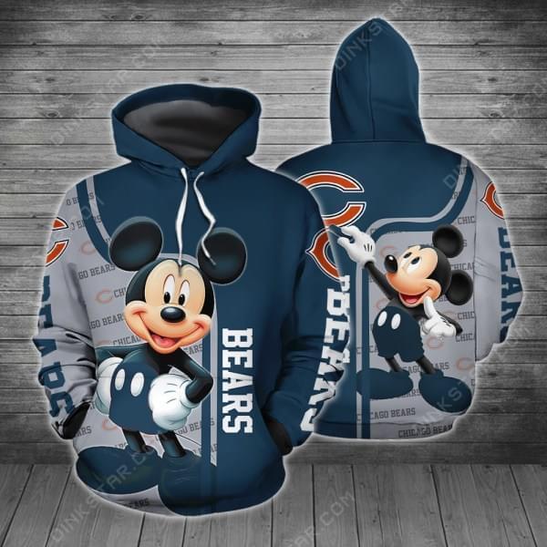 disney mickey mouse chicago bears football full over printed hoodie