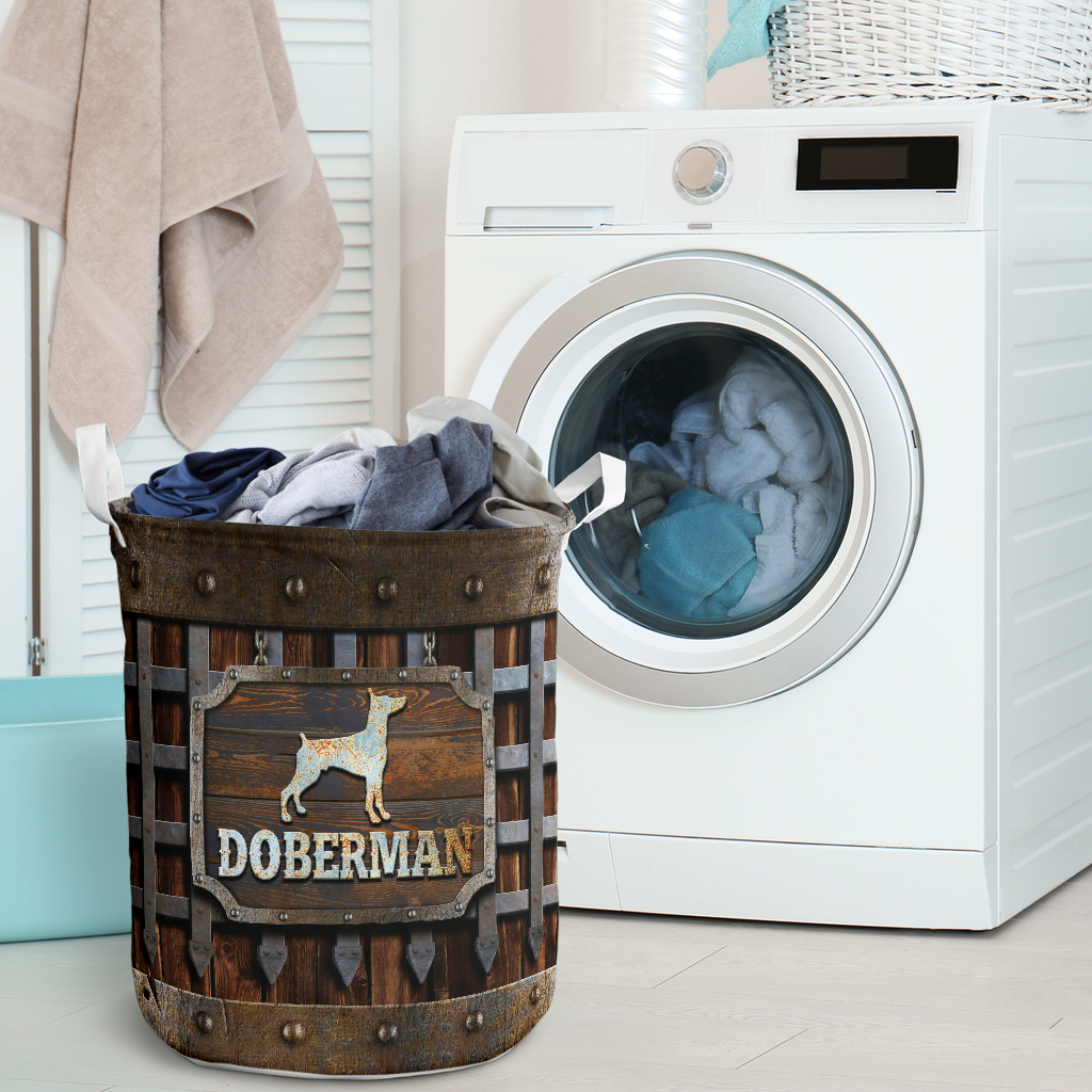 doberman dog lover all over print laundry basket 2