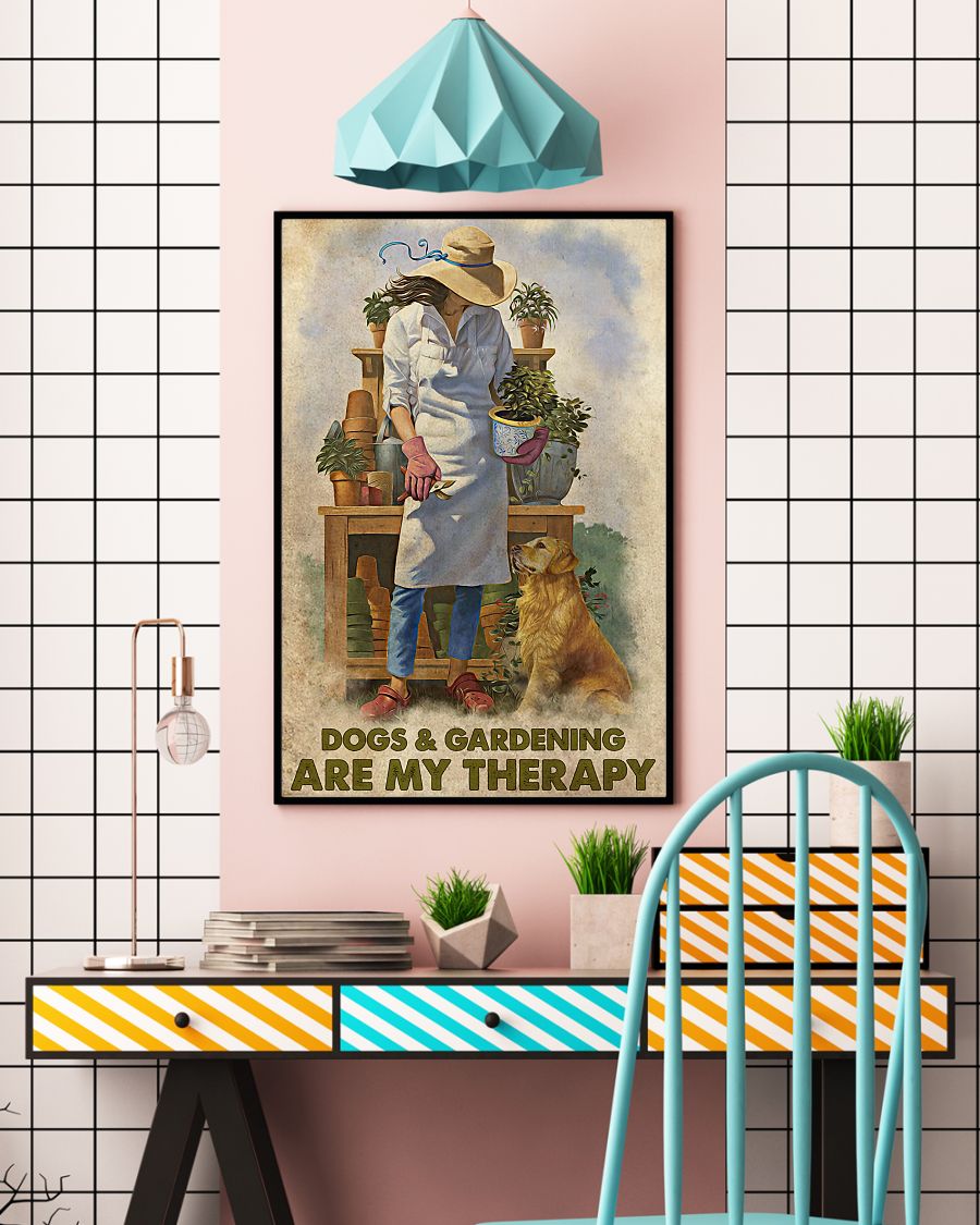 dogs and gardening are my therapy vintage poster 4