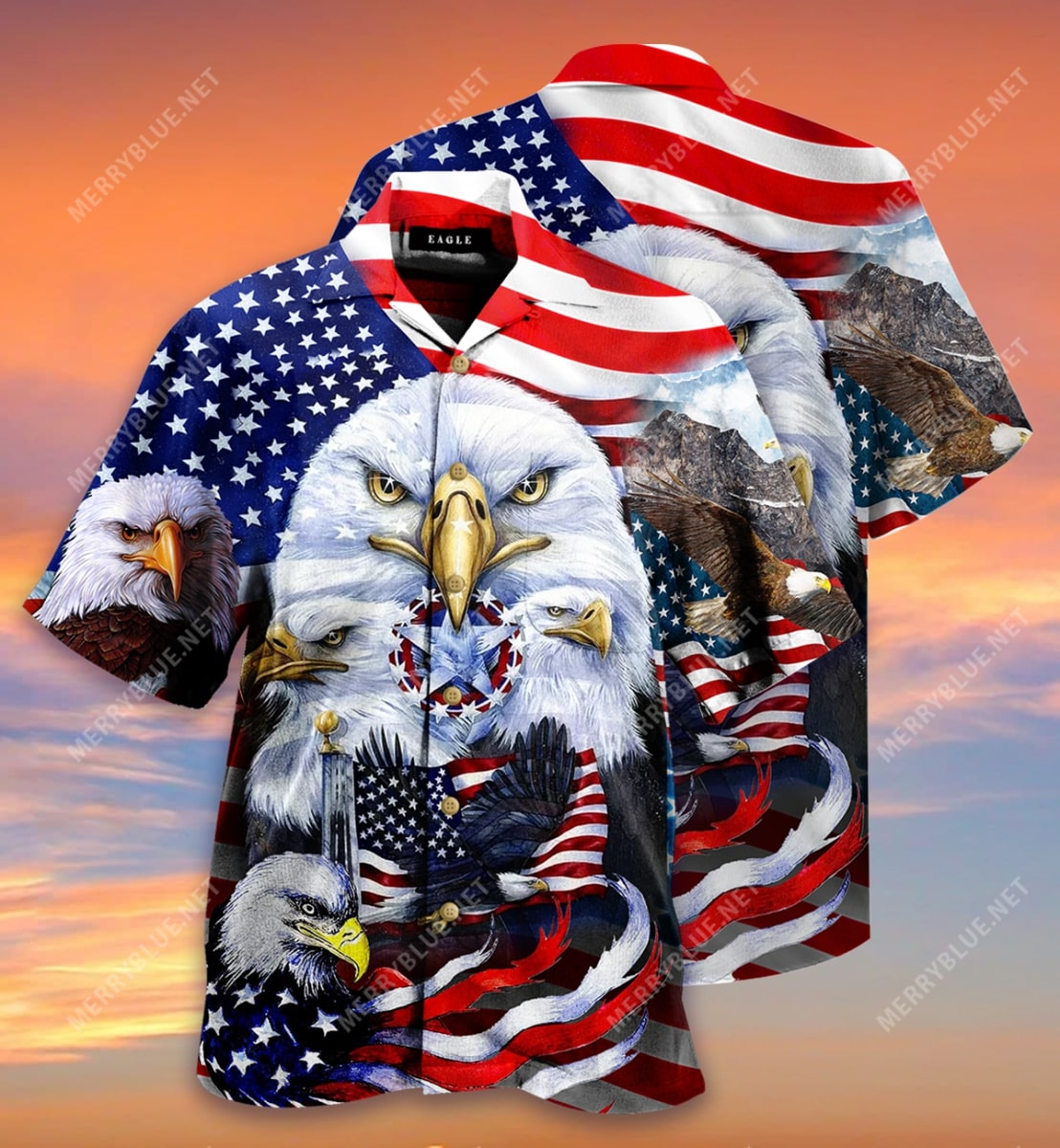eagles patriotic american flag all over printed hawaiian shirt 4
