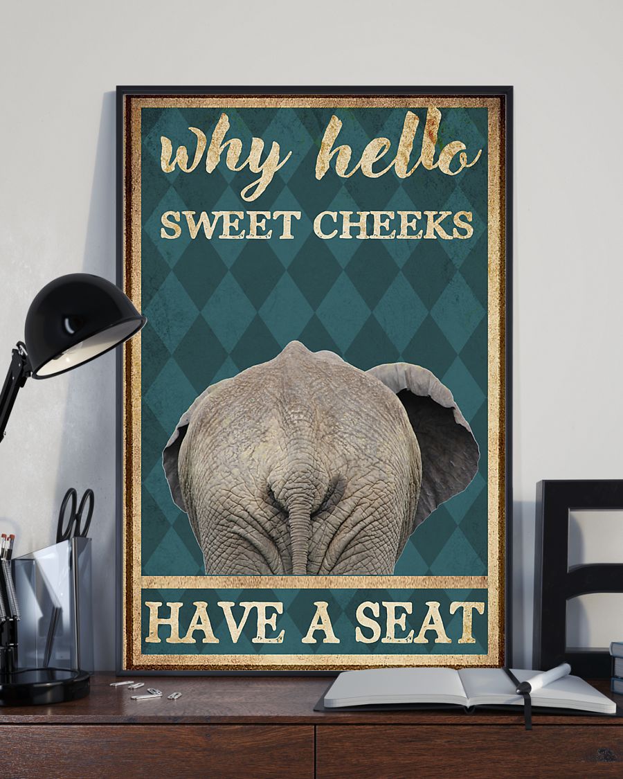 elephant why hello sweet cheeks have a seat retro poster 3