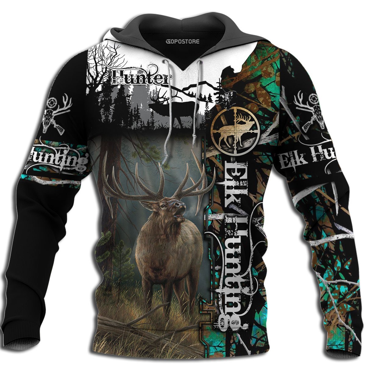 elk hunting love hunter full over printed hoodie 1