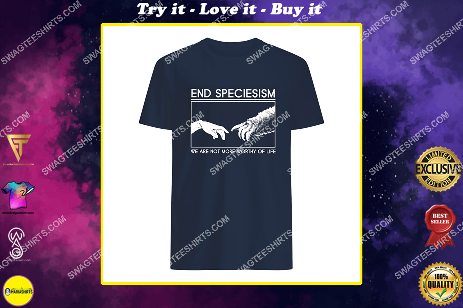 end speciesism we are not more worthy of life save animals shirt