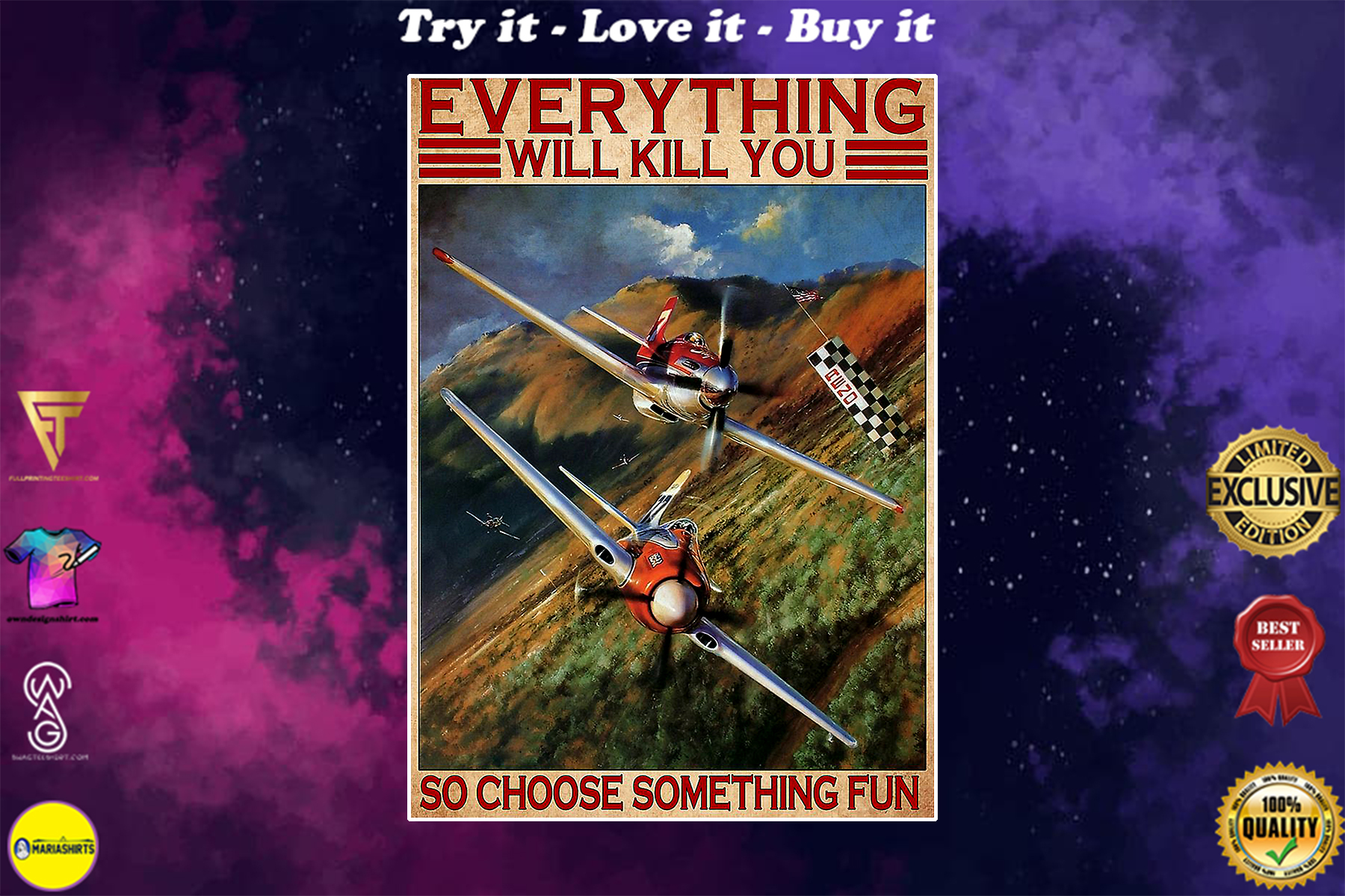 everything will kill you so choose something fun air race vintage poster