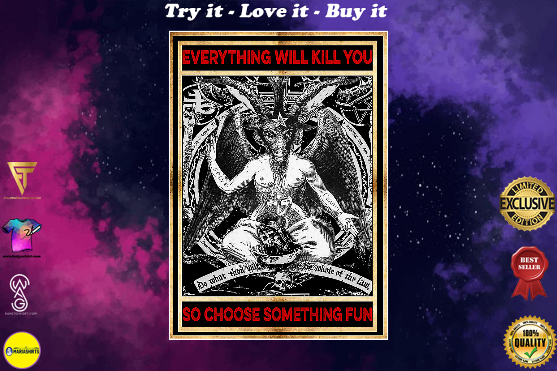 everything will kill you so choose something fun satan vintage poster