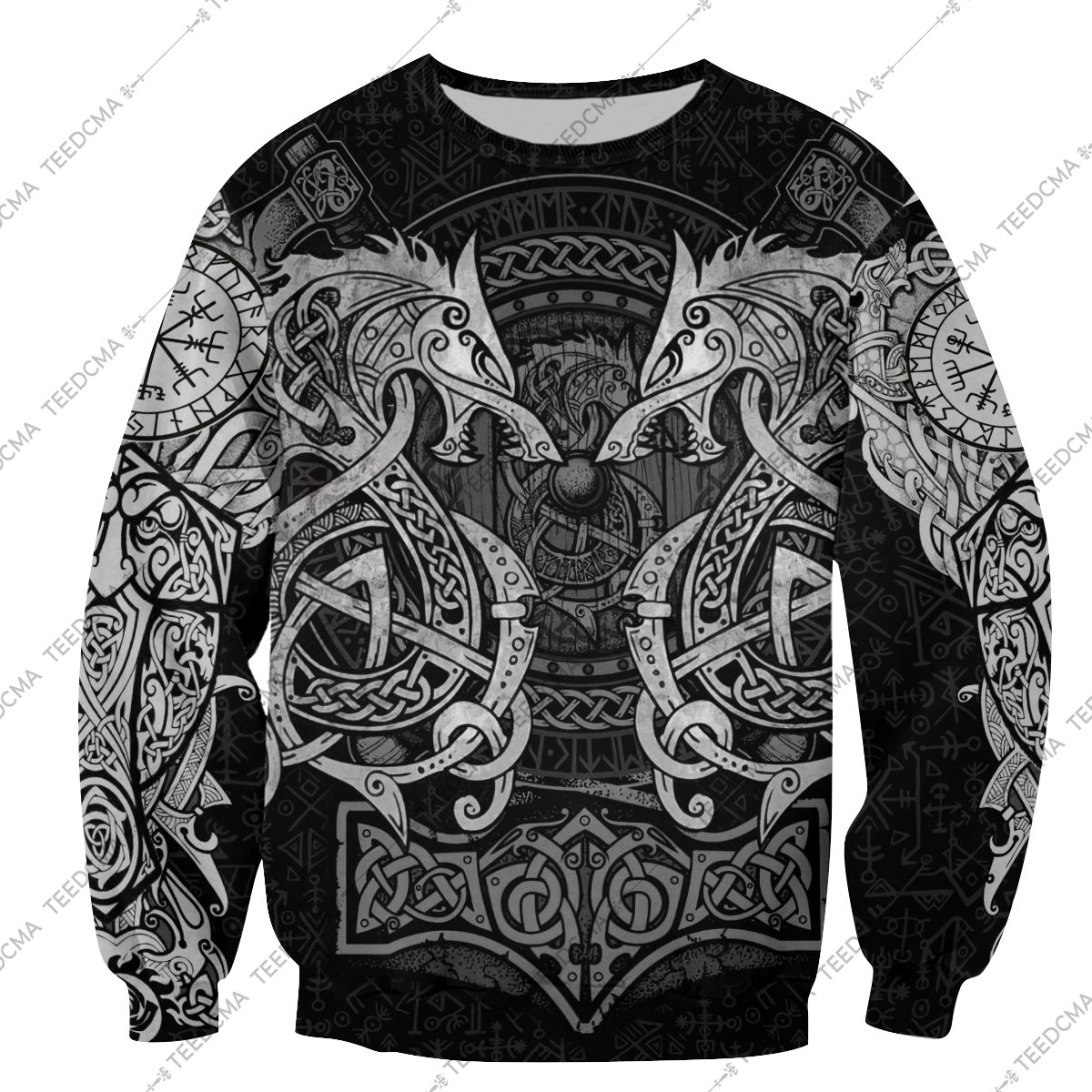 fenrir viking tattoo style all over printed sweatshirt