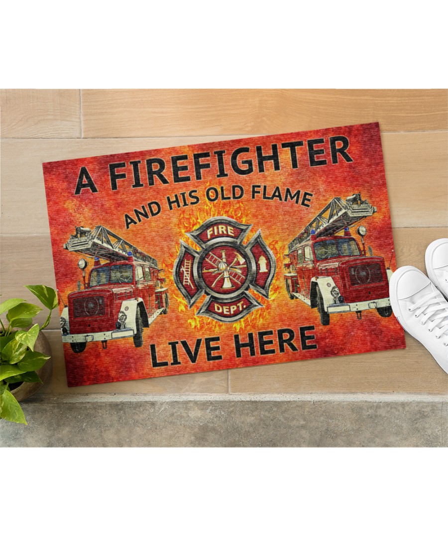 firefighter and his old flame live here full printing doormat 4