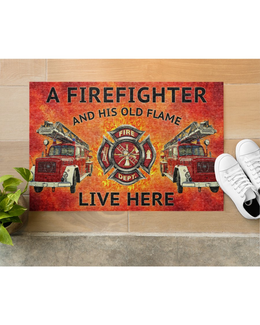 firefighter and his old flame live here full printing doormat 5