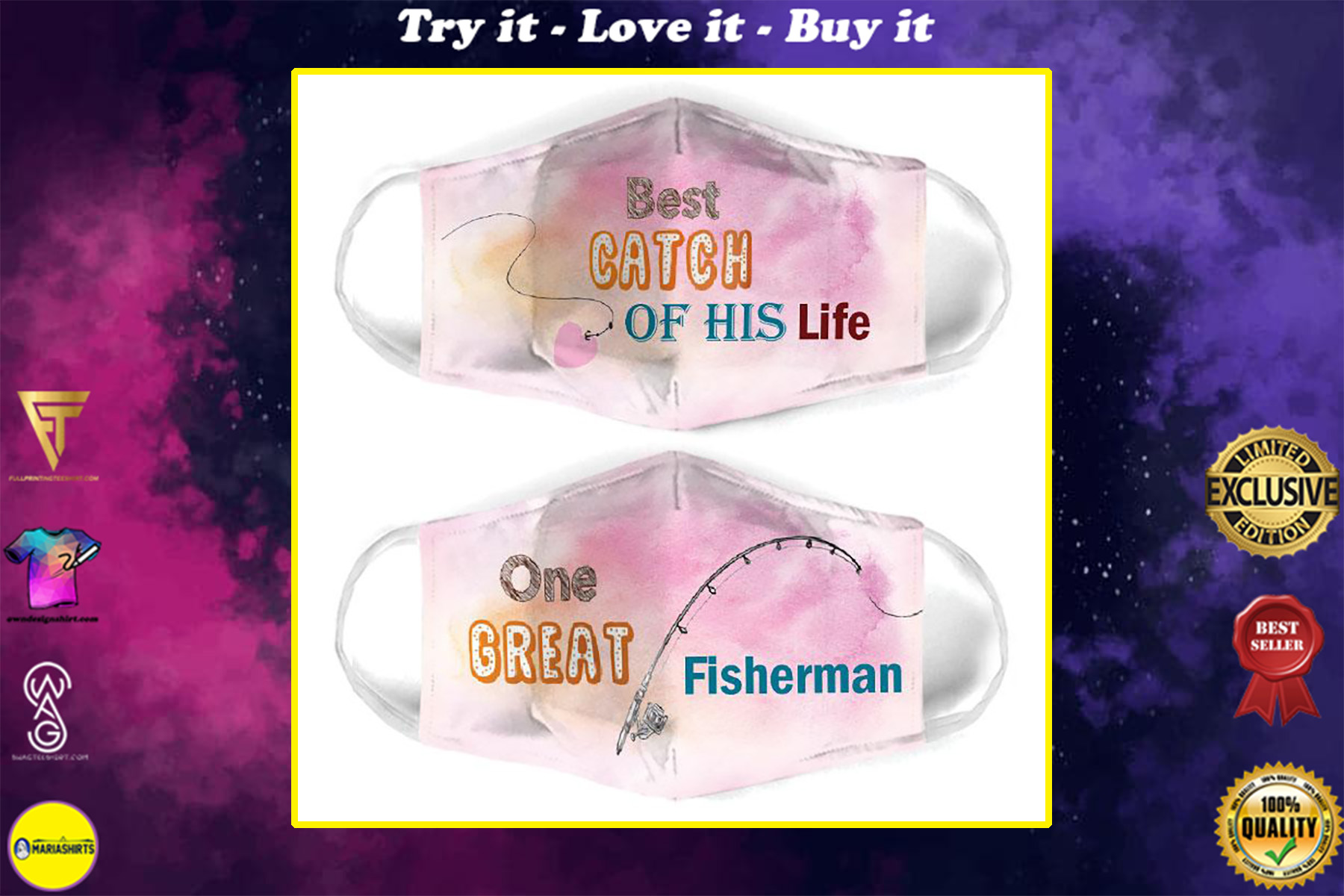 fishing love his best catch of his life all over print face mask