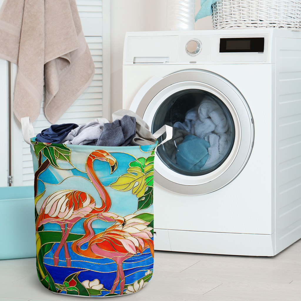 flamingo all over printed laundry basket 2