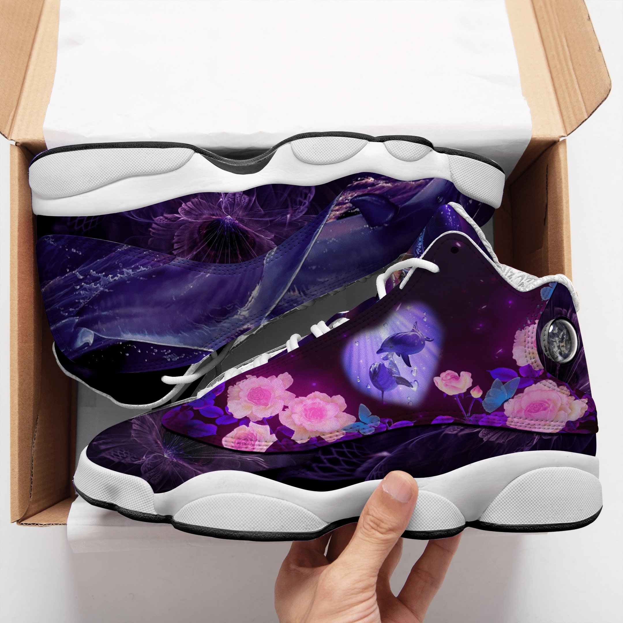 floral dolphin all over printed air jordan 13 sneakers 3