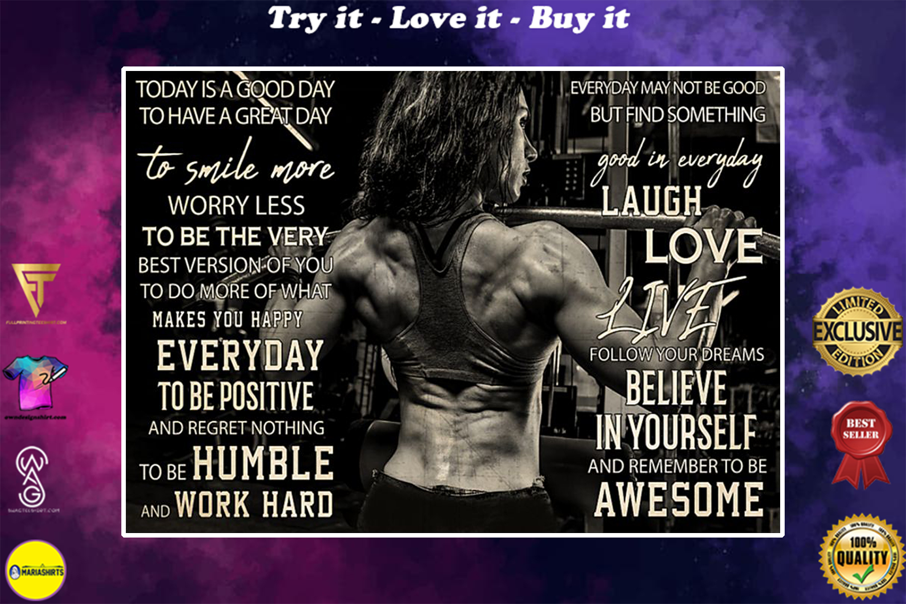 girl bodybuilding today is a good day to have a great day poster