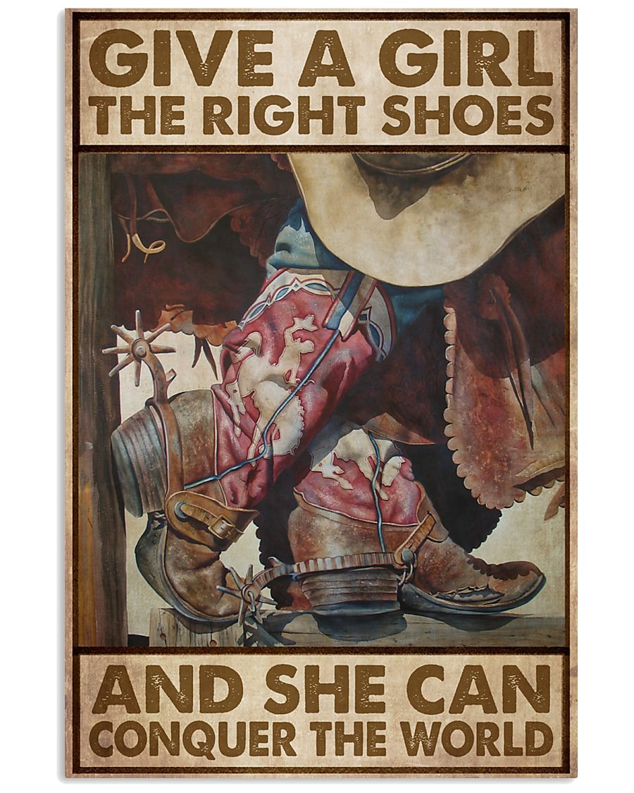 give a girl the right shoes and she can conquer the world retro poster 1