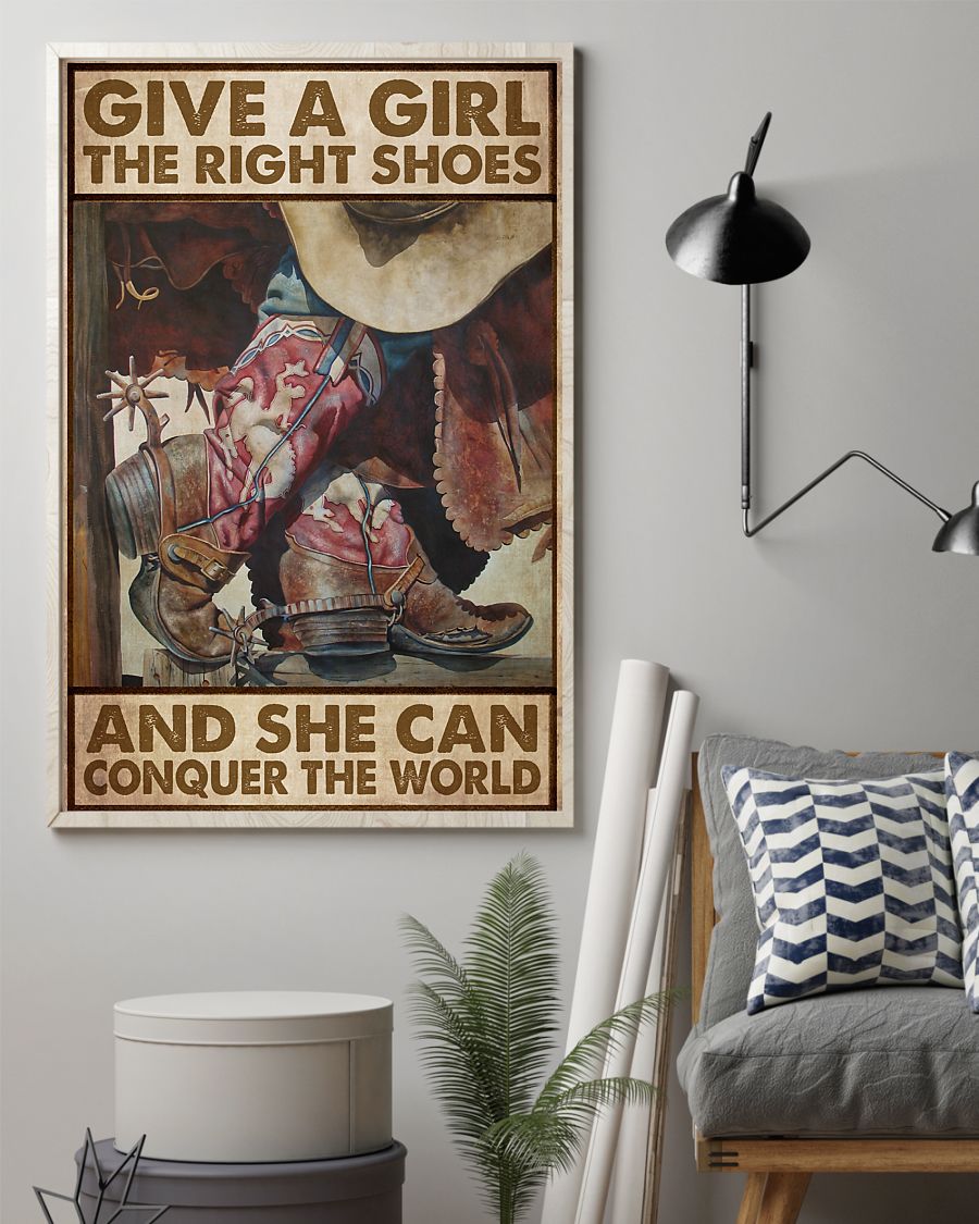 give a girl the right shoes and she can conquer the world retro poster 2