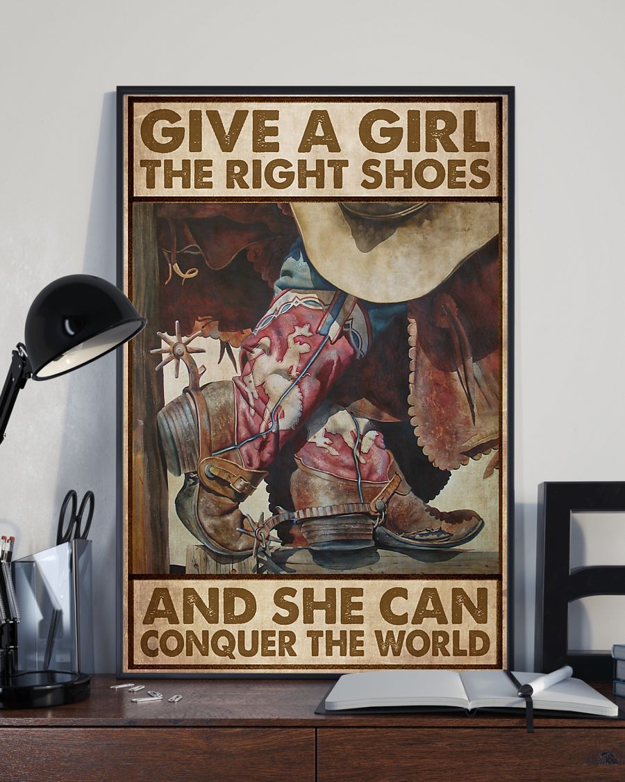 give a girl the right shoes and she can conquer the world retro poster 3