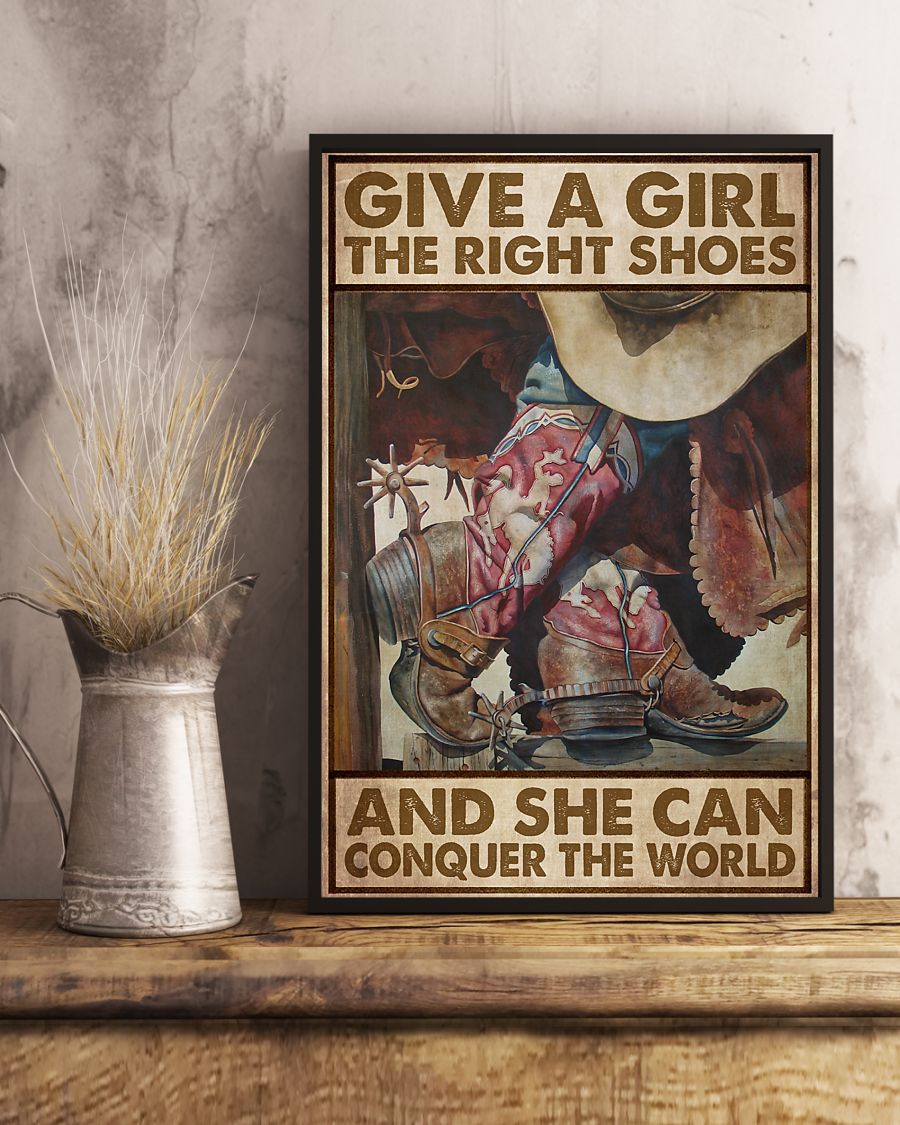 give a girl the right shoes and she can conquer the world retro poster 4
