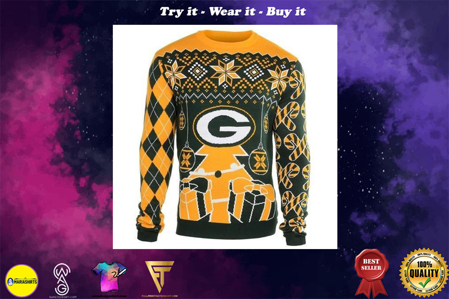 green bay packers holiday ugly christmas sweater
