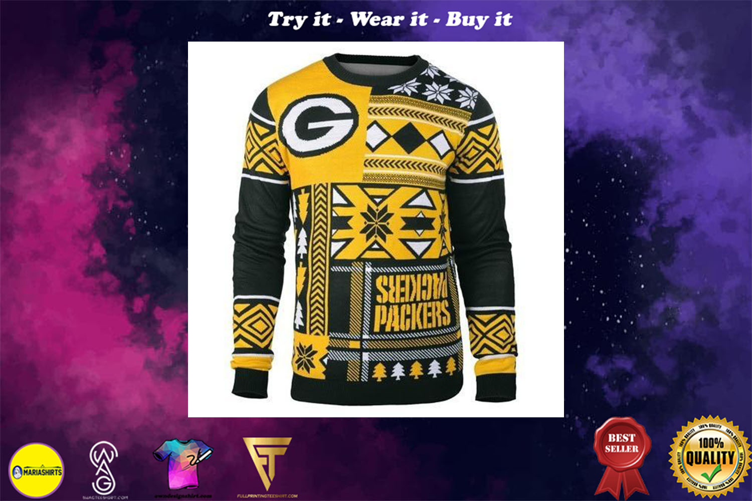 green bay packers patches ugly christmas sweater