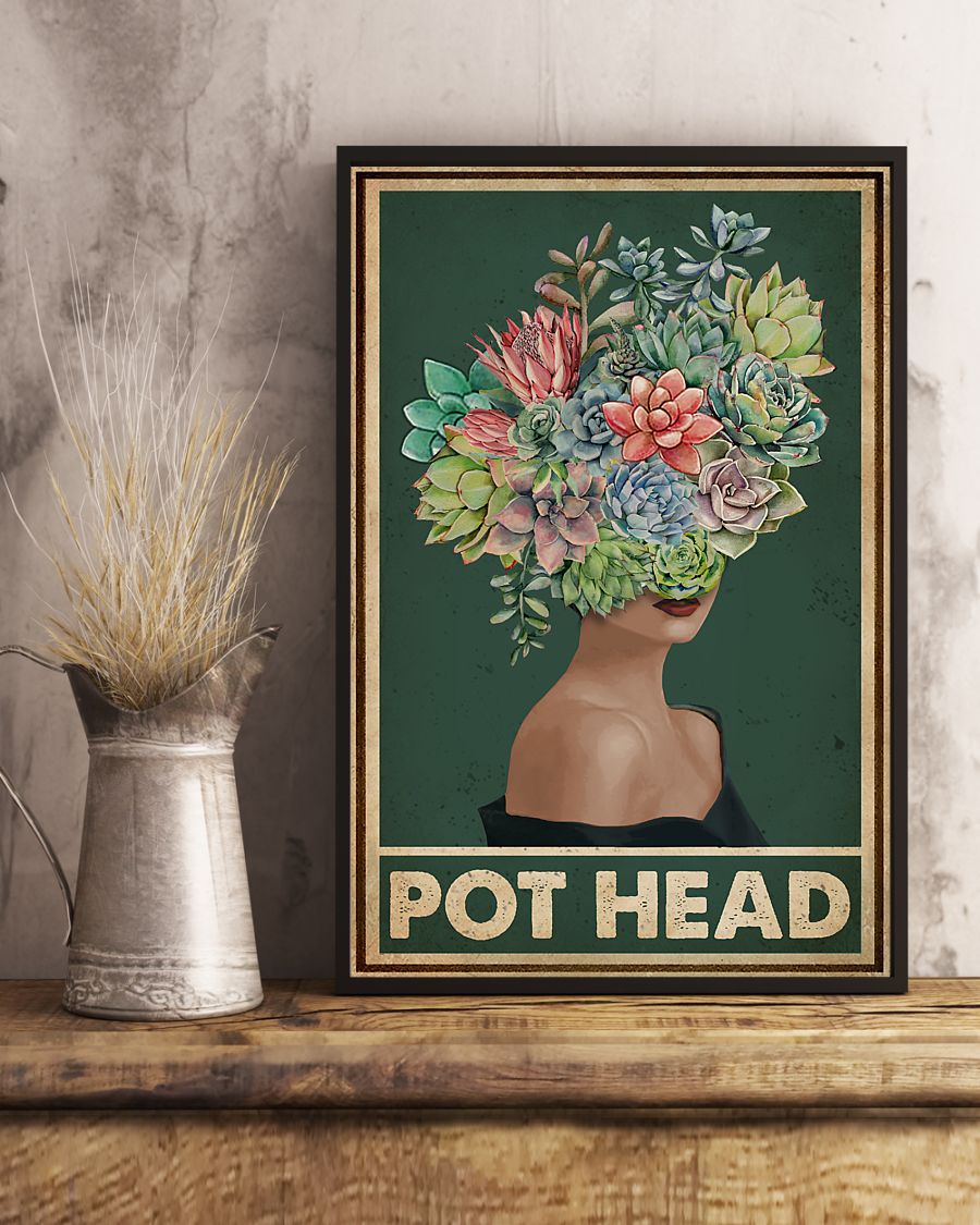 green pot head succulent vintage poster 2
