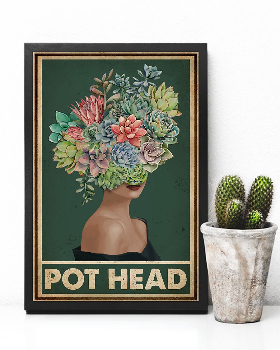 green pot head succulent vintage poster 3