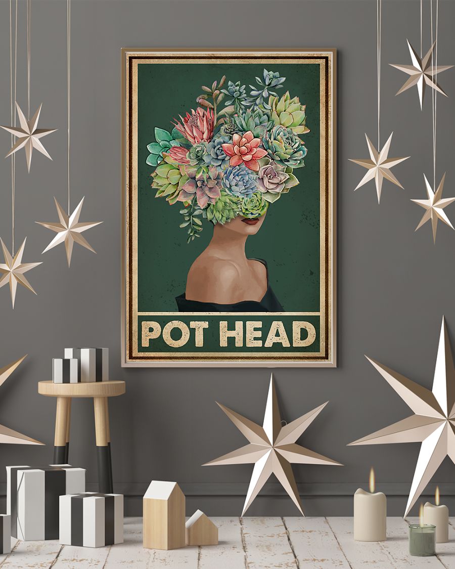 green pot head succulent vintage poster 4