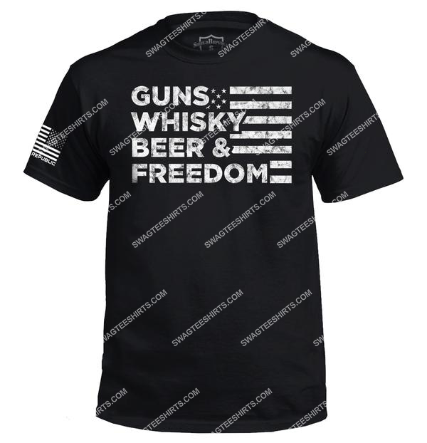 guns whisky beer and freedom gun control political shirt 1
