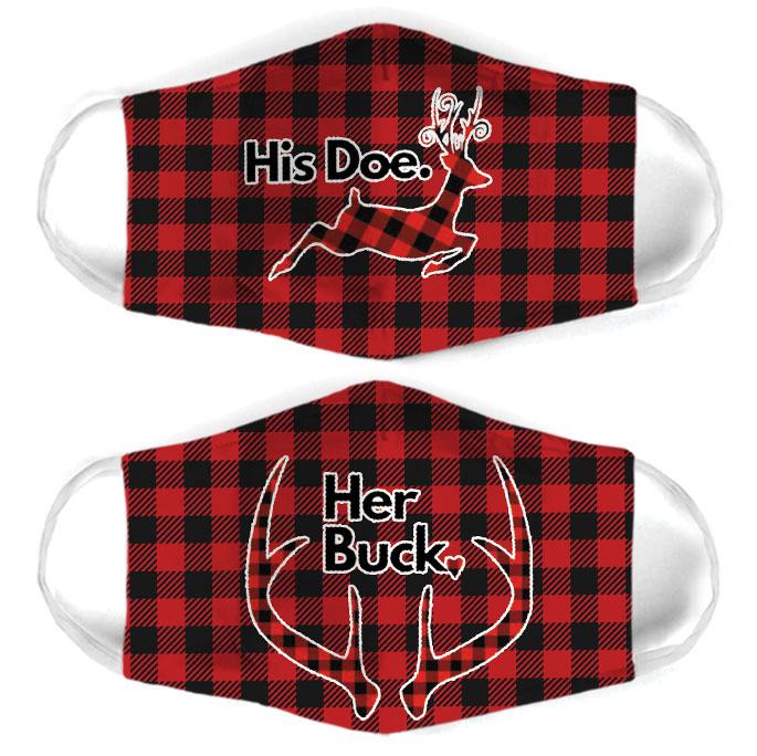 happy valentines day her buck all over print face mask 2