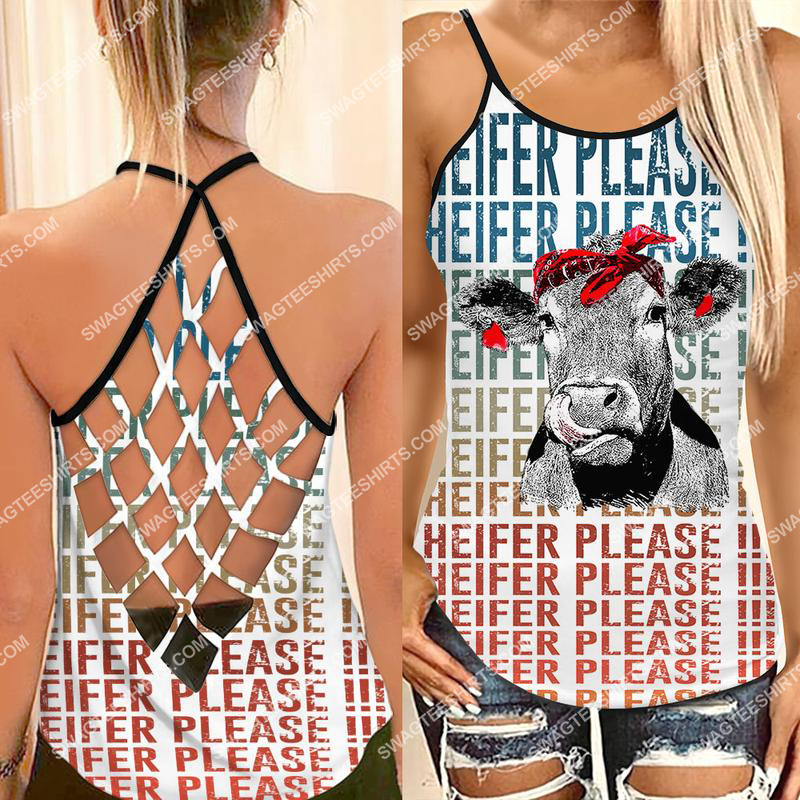 heifer please all over printed strappy back tank top 1
