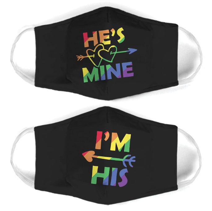 hes mine for couple lgbt all over print face mask 2