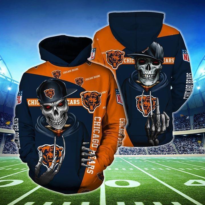 hip hop skull chicago bears football team full over printed hoodie 1