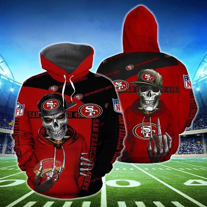 hip hop skull san francisco 49ers football team full over printed hoodie 1