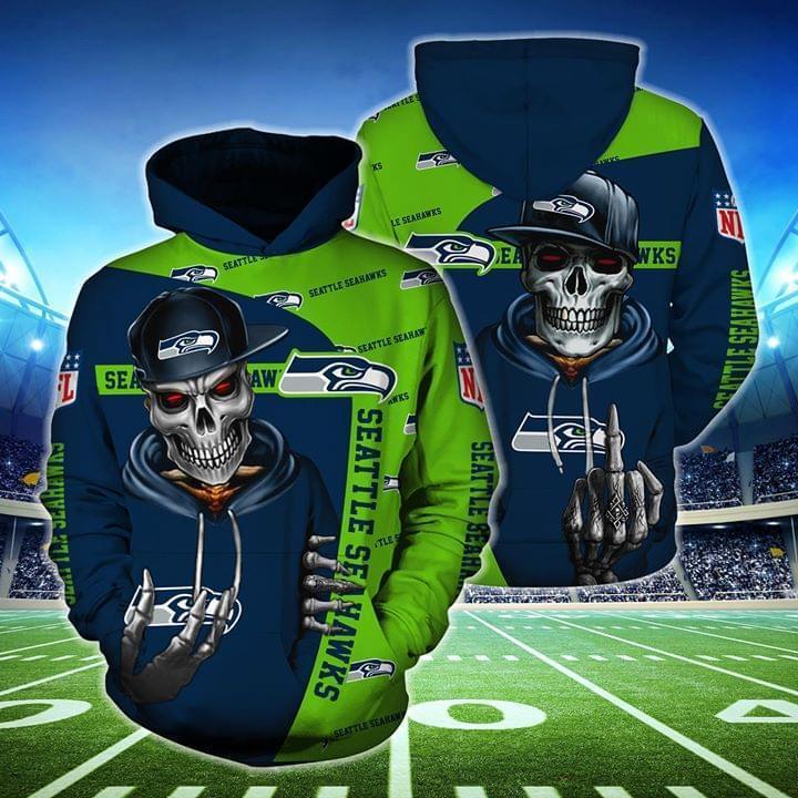 hip hop skull seattle seahawks football team full over printed hoodie 1