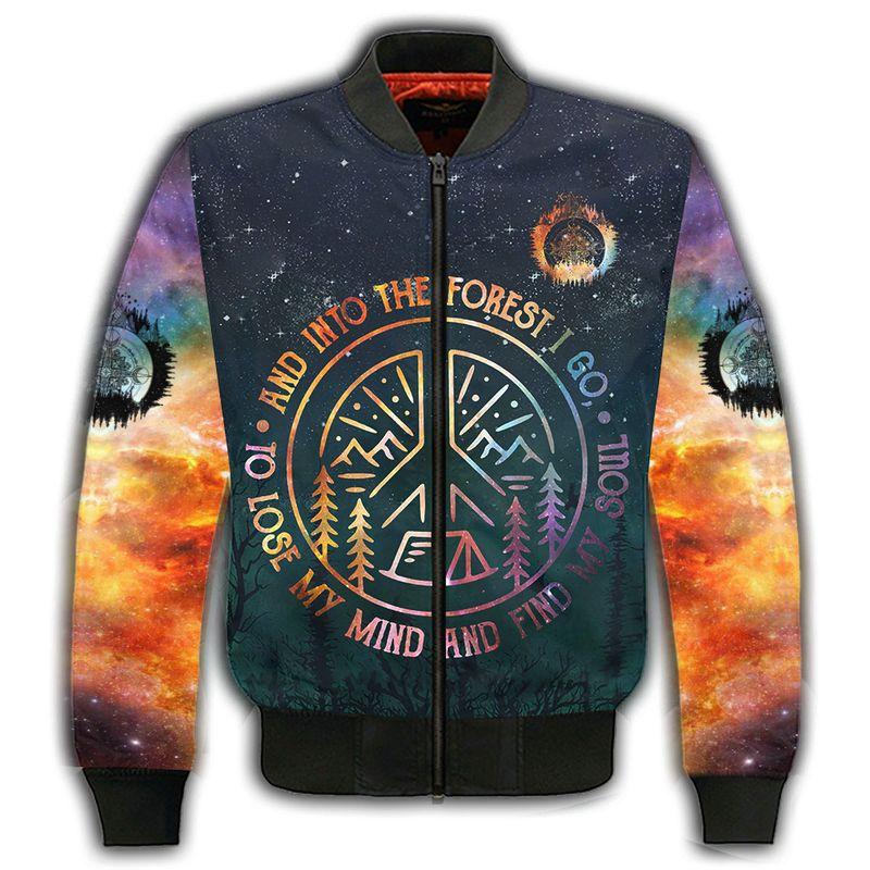 hippie camping life and into the forest i go to lose my mind and find my soul all over printed bomber