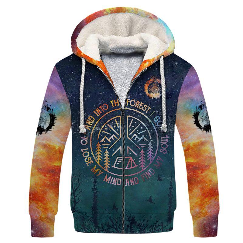 hippie camping life and into the forest i go to lose my mind and find my soul all over printed fleece hoodie