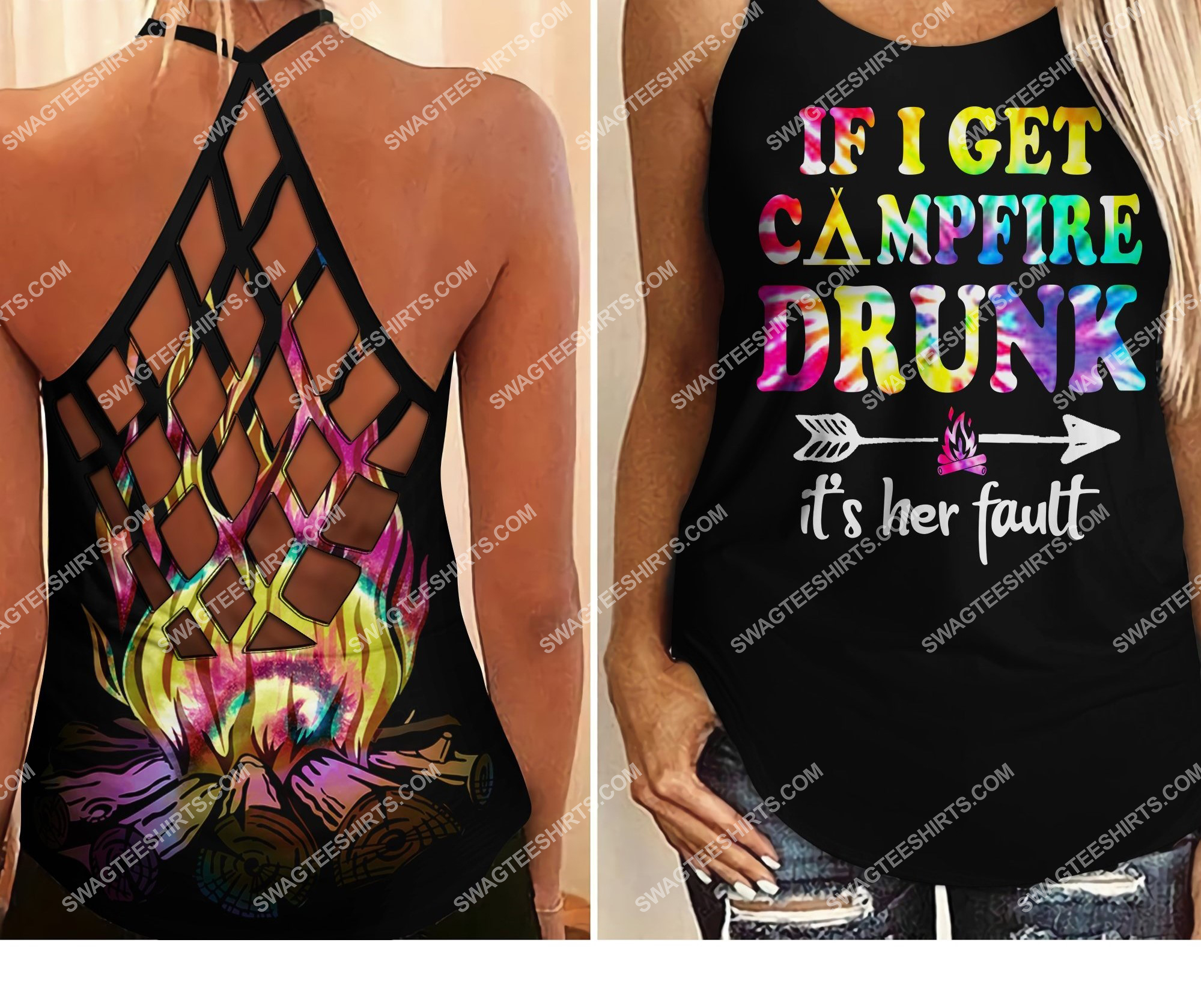 hippie flamingo if we get in trouble colorful strappy back tank top 2 - Copy (2)