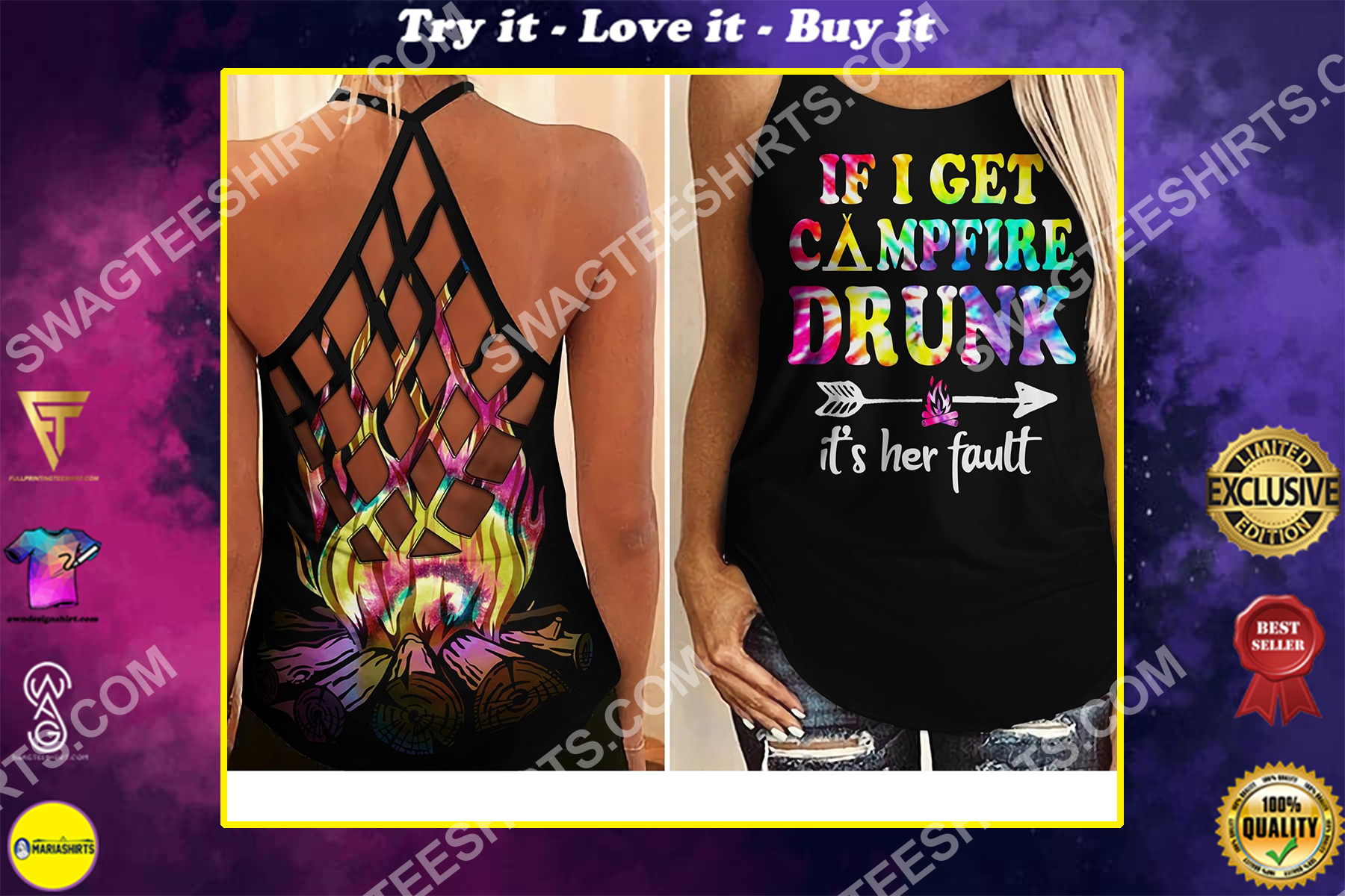 hippie flamingo if we get in trouble colorful strappy back tank top