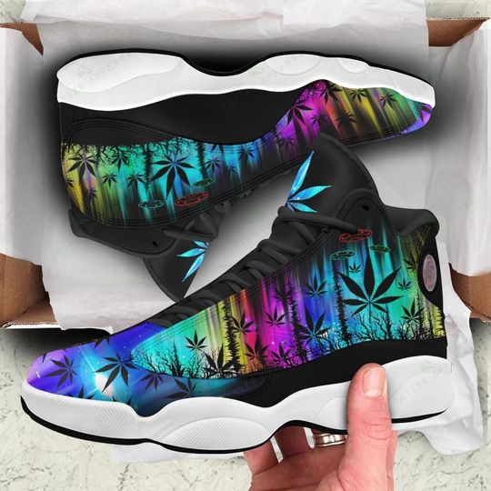 hologram weed leaf alien all over printed air jordan 13 sneakers 2
