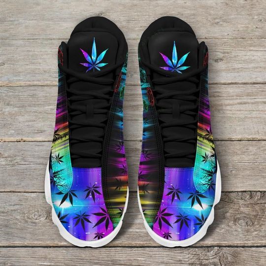 hologram weed leaf alien all over printed air jordan 13 sneakers 4