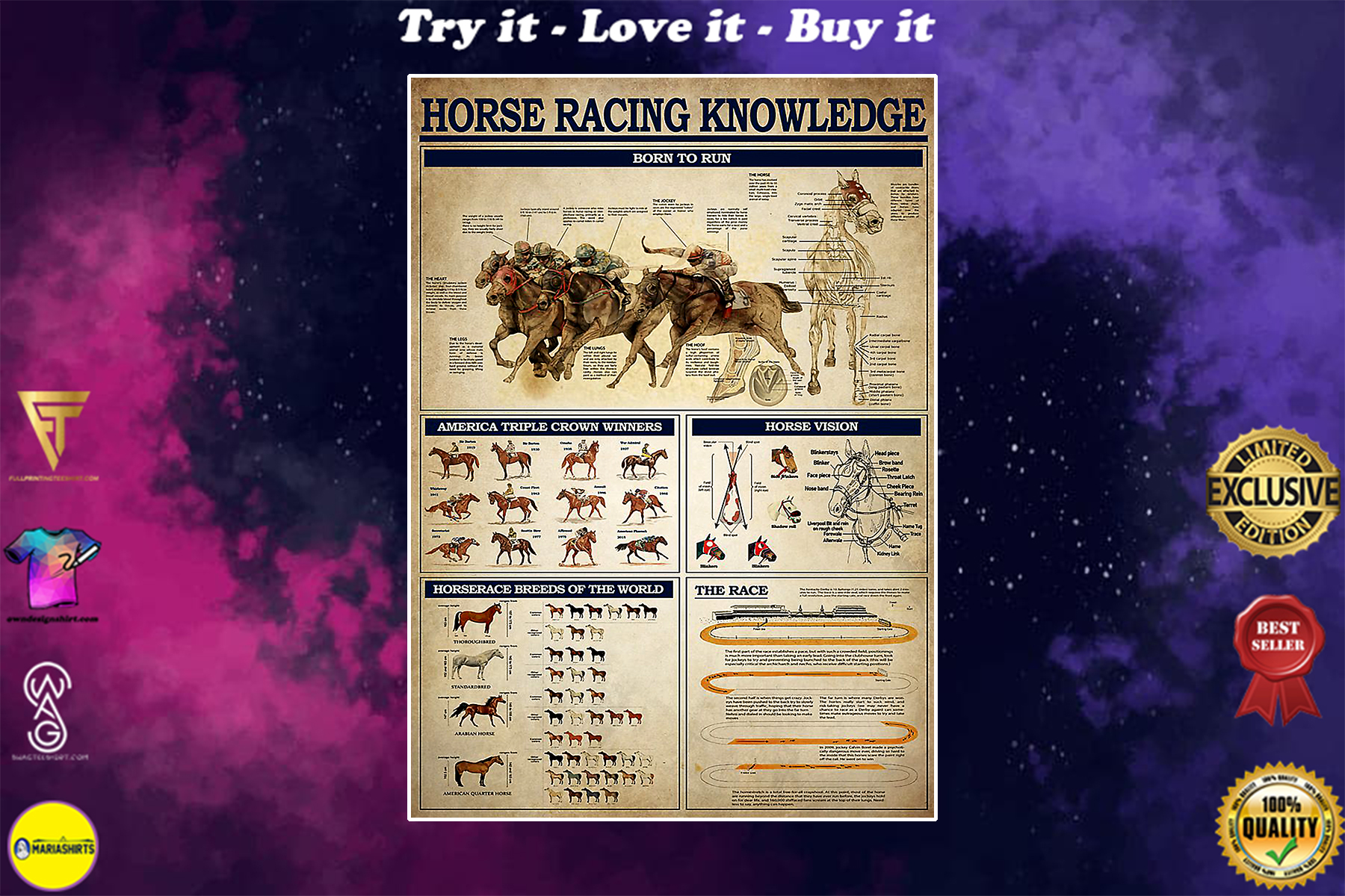 horse racing knowledge vintage poster