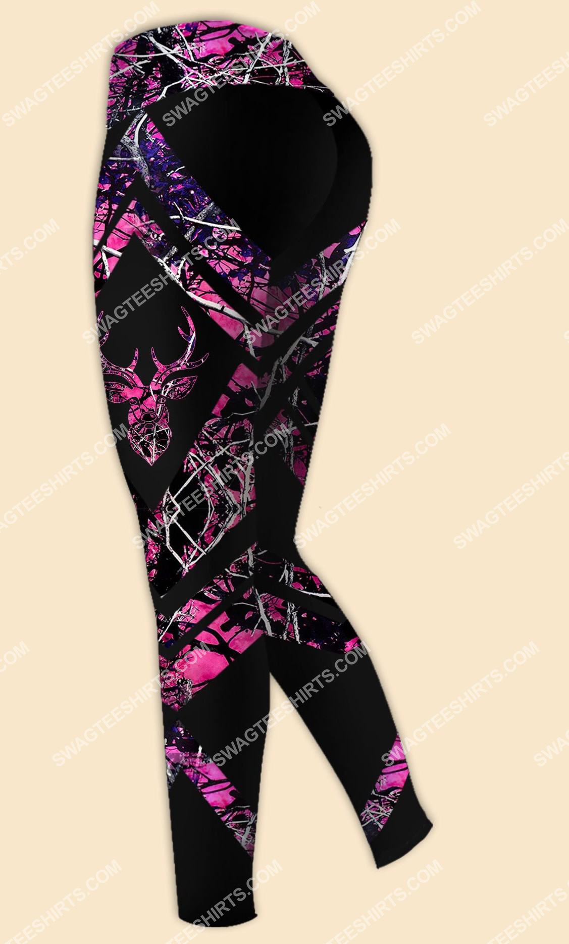 hunting girl camo heart all over printed legging 1 - Copy