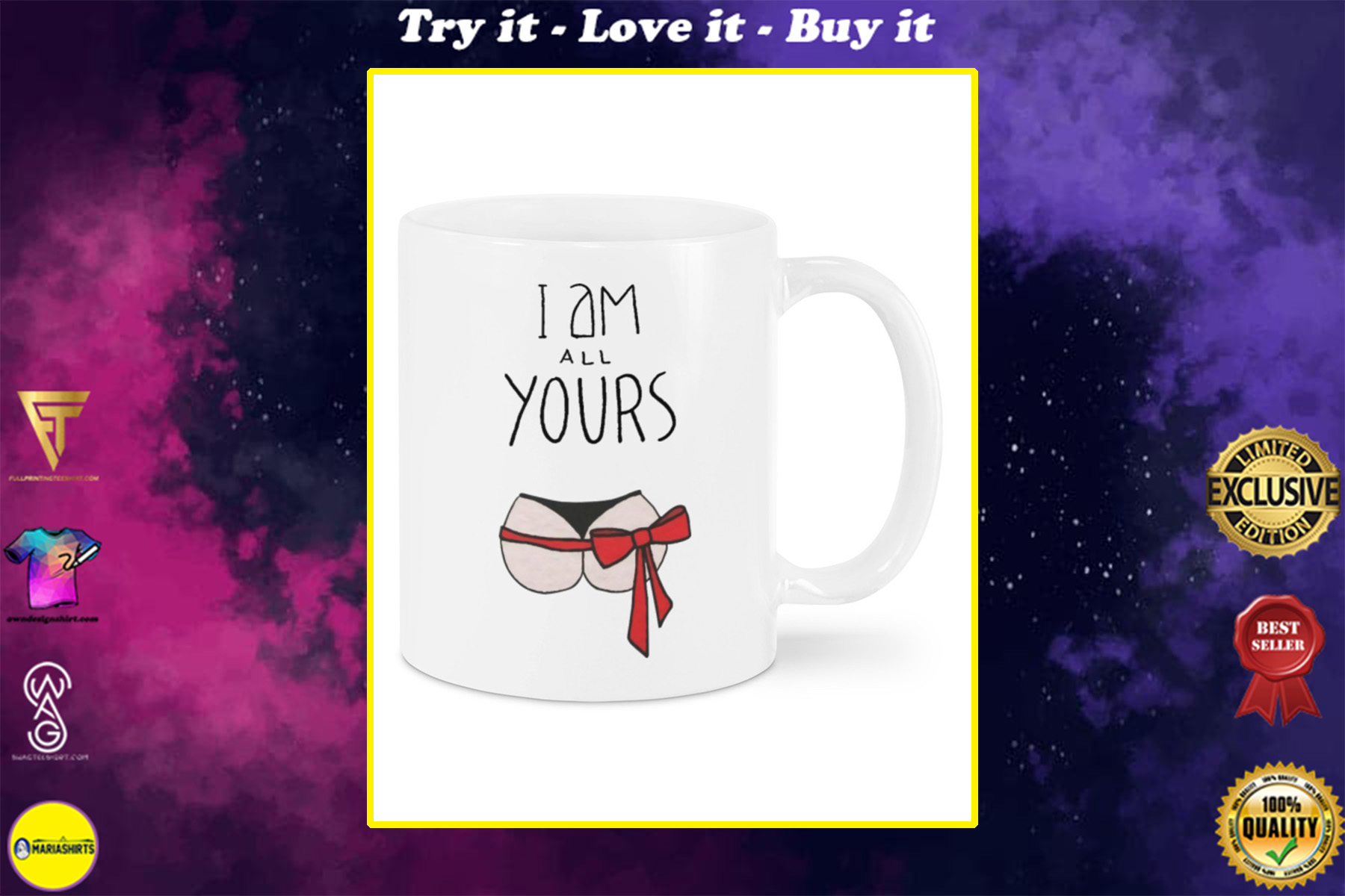 i am all yours butt happy valentine's day mug